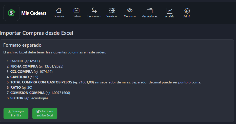 Pantalla de importación con resultado del procesamiento